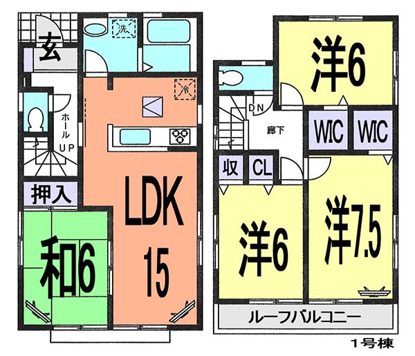 Floor plan. 37,800,000 yen, 4LDK, Land area 108.55 sq m , House with a building area of ​​95.22 sq m (1 Building) storage convenient walk-in closet