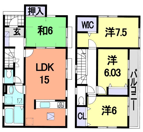 Floor plan. (1 Building), Price 32,800,000 yen, 4LDK, Land area 159.19 sq m , Building area 98.12 sq m