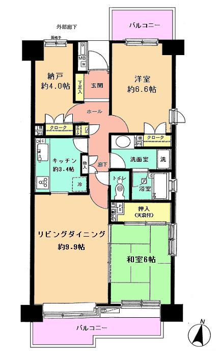 Floor plan. 2LDK + S (storeroom), Price 14 million yen, Footprint 68.8 sq m , Balcony area 12.28 sq m