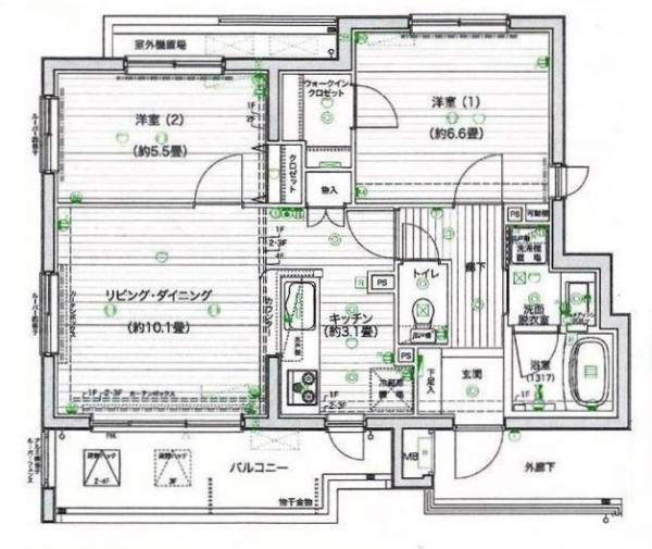 Floor plan. 2LDK, Price 18.5 million yen, Occupied area 56.79 sq m , Balcony area 8.78 sq m