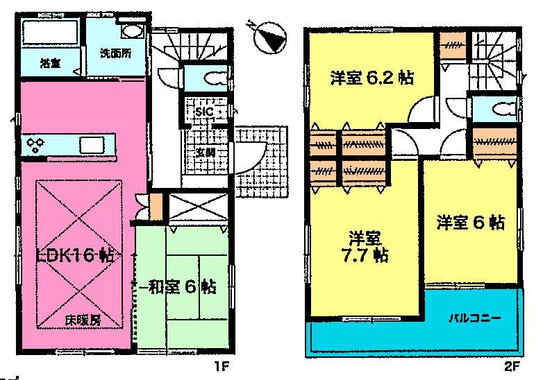 Floor plan. 52,800,000 yen, 4LDK, Land area 148.33 sq m , Building area 101.21 sq m