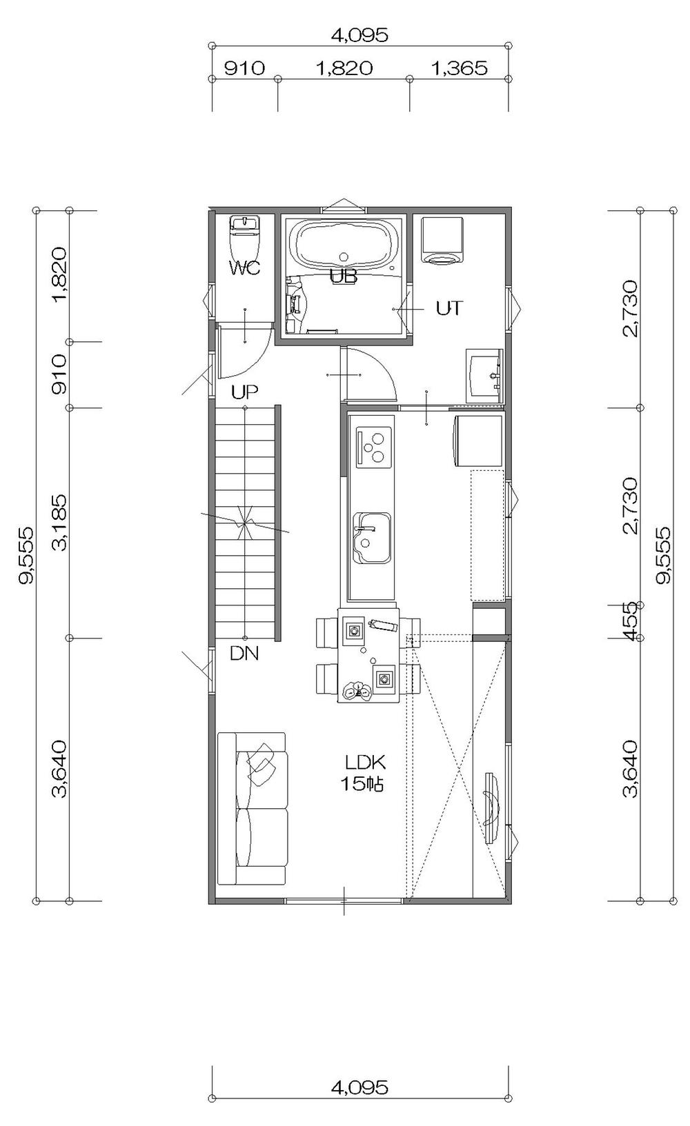 Building plan example (floor plan). 2F plan view 11.81 square meters