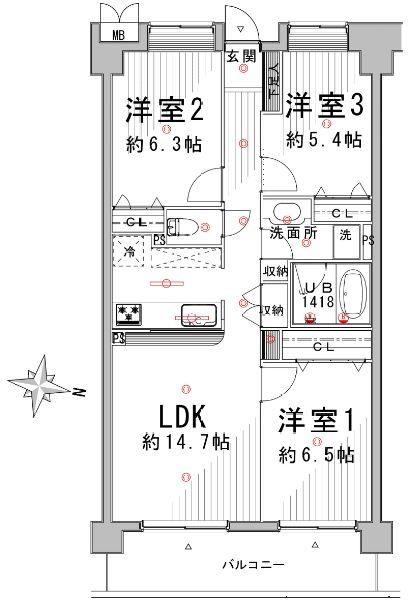 Floor plan. 3LDK, Price 26.7 million yen, Occupied area 71.75 sq m , Balcony area 10.16 sq m