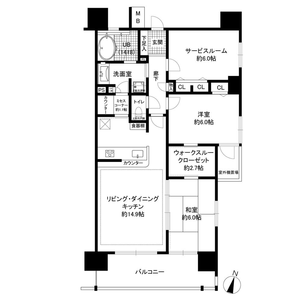 Floor plan. 2LDK + S (storeroom), Price 33,800,000 yen, Occupied area 76.61 sq m , Balcony area 10.98 sq m