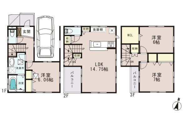 Floor plan. 30,850,000 yen, 3LDK, Land area 62.92 sq m , Building area 101.62 sq m