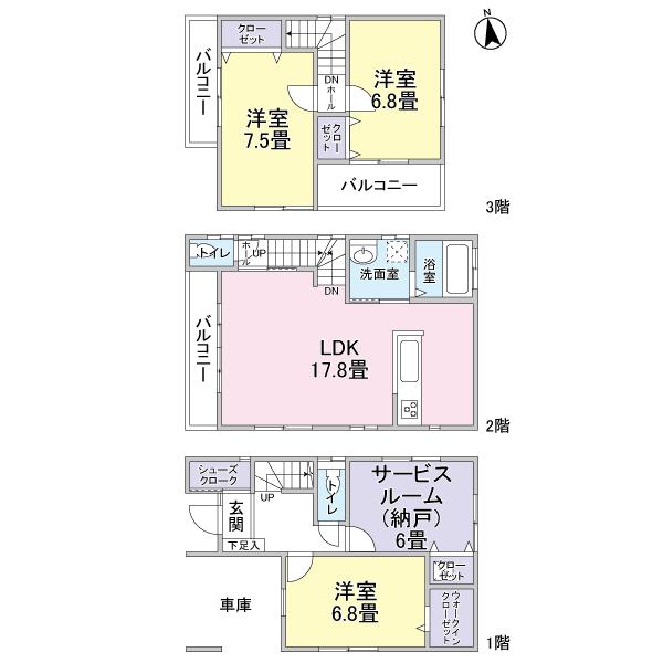 Floor plan. 37,800,000 yen, 3LDK, Land area 86.37 sq m , Building area 113.71 sq m