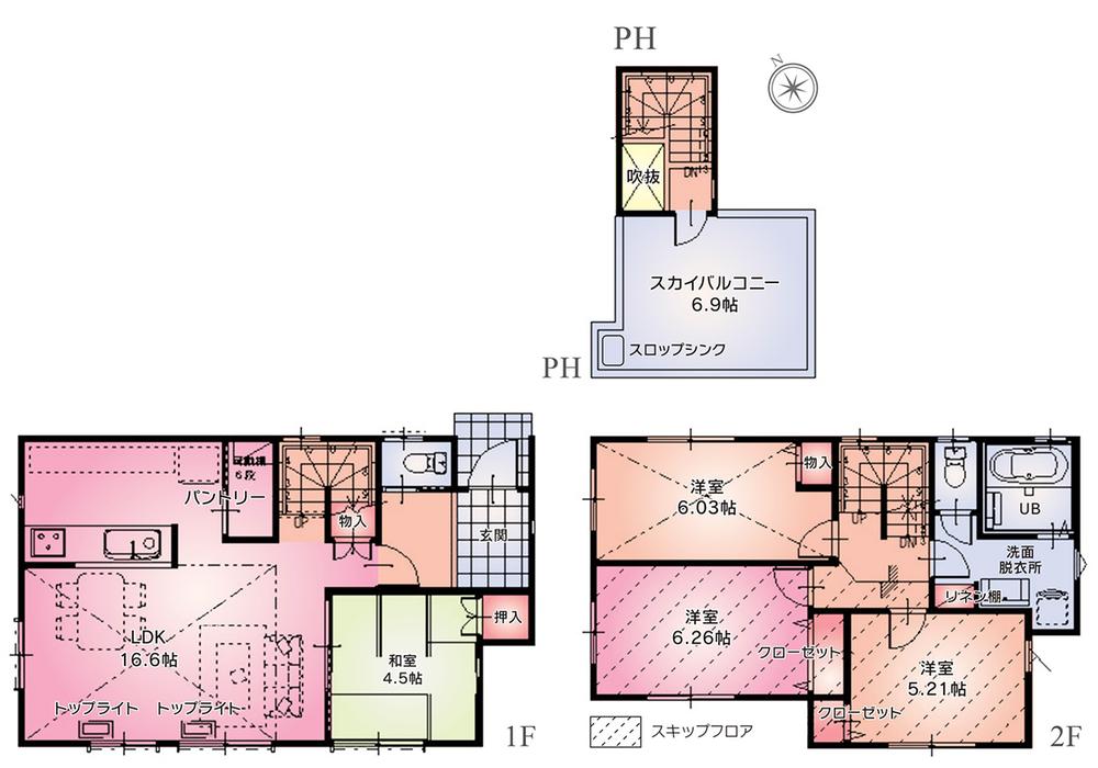 Floor plan. 35,800,000 yen, 4LDK, Land area 104.07 sq m , Building area 98.62 sq m site area: 104.07 sq m  Building area: 98.62 sq m Car space 2 cars
