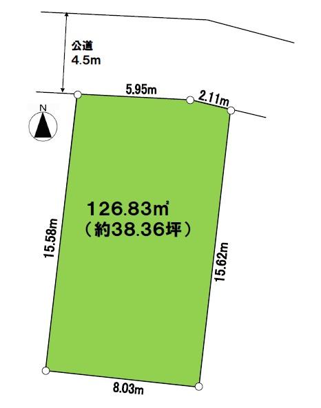 Compartment figure. Land price 45,200,000 yen, Land area 126.83 sq m