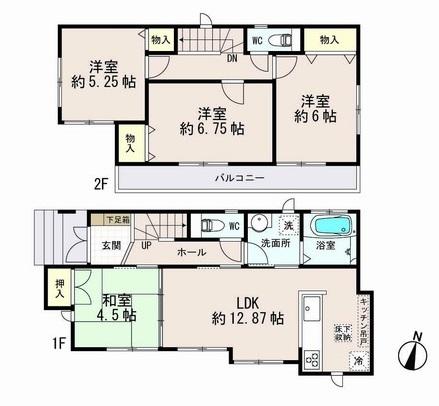 Floor plan. 36,800,000 yen, 4LDK, Land area 91.4 sq m , Building area 86.74 sq m