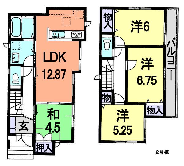 Floor plan. 36,800,000 yen, 4LDK, Land area 91.4 sq m , Enjoy plenty of light from the building area 86.74 sq m spacious balcony