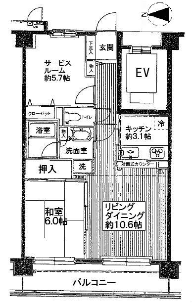 Floor plan. 1LDK + S (storeroom), Price 16.5 million yen, Occupied area 56.61 sq m , Balcony area 9.4 sq m
