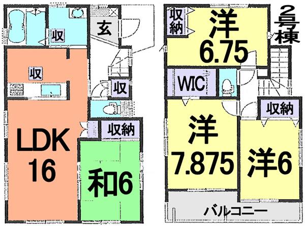Floor plan. (Building 2), Price 35,900,000 yen, 4LDK, Land area 100.09 sq m , Building area 99.57 sq m