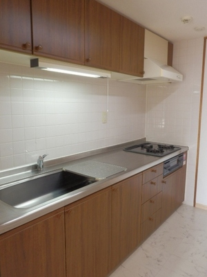 Kitchen. Easy-to-use independent kitchen! Your fee in a three-necked system kitchen with grill