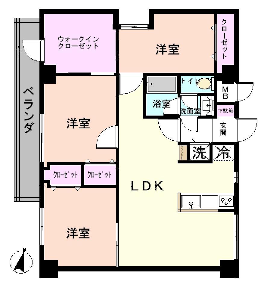 Floor plan. 3LDK, Price 24,900,000 yen, Occupied area 72.18 sq m , Balcony area 6.65 sq m   ◆ Room 7 floor nice view. Interior full renovation Performed