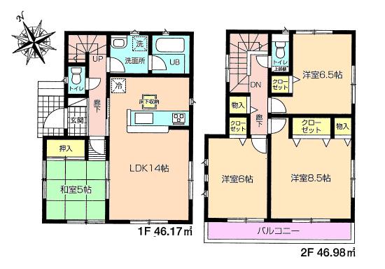 Floor plan. 32,800,000 yen, 4LDK, Land area 100.62 sq m , Building area 93.15 sq m