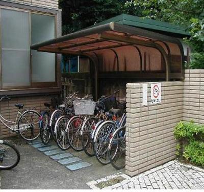 Other common areas. Bicycle parking lot with a roof