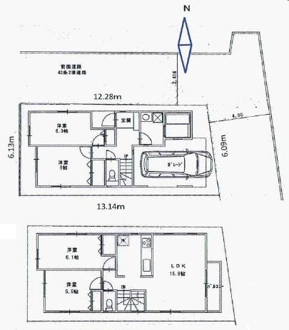 Compartment view + building plan example. Building plan example, Land price 25,480,000 yen, Land area 77.39 sq m