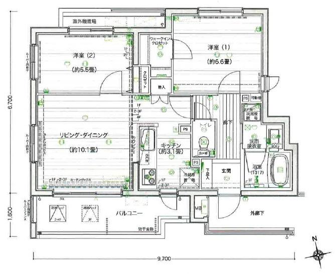 Floor plan. 2LDK, Price 18.5 million yen, Occupied area 56.79 sq m , Balcony area 8.78 sq m