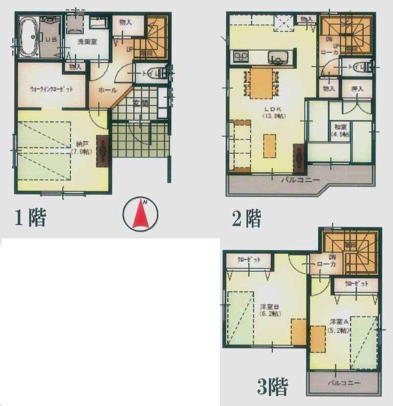 Floor plan. 37,800,000 yen, 4LDK, Land area 109.11 sq m , Building area 102.25 sq m sunny 2F living two vehicles Allowed! Face-to-face kitchen, You can also cook while watching small children