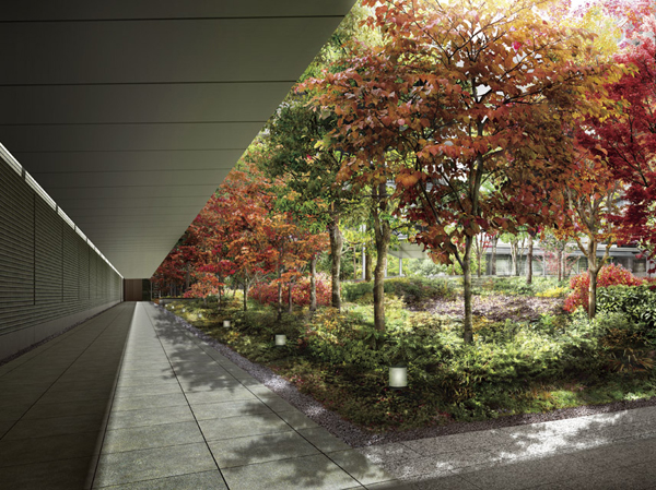 Shared facilities.  [corridor] From the gate to the house, "Corridor" of the four seasons of the total length of about 130m feel the room of the site. Along with the role to protect the site, This approach to feel the joy of love of nature. (Rendering)