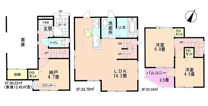 Floor plan. 23.8 million yen, 2LDK + S (storeroom), Land area 57.11 sq m , Building area 86.1 sq m