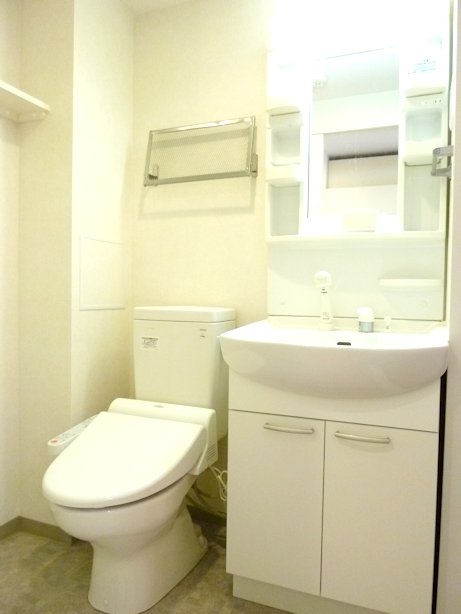 Washroom. Powder room convenient shower Dresser & shower toilet