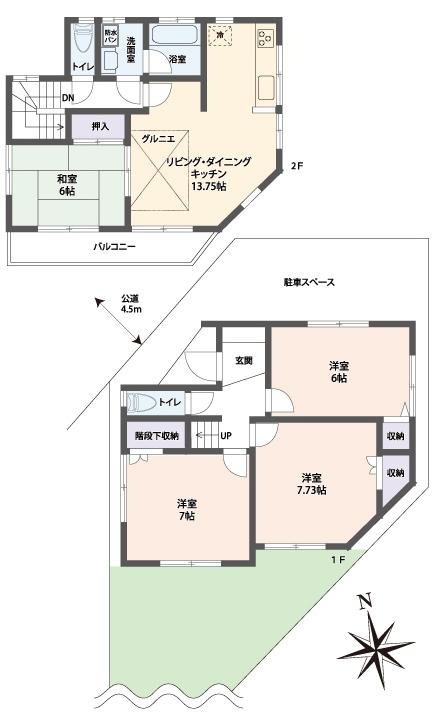 Floor plan. 23,980,000 yen, 4LDK, Land area 108.54 sq m , Building area 94.4 sq m