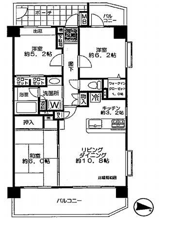 Floor plan. 3LDK, Price 28.8 million yen, Occupied area 70.43 sq m , Balcony area 16.84 sq m