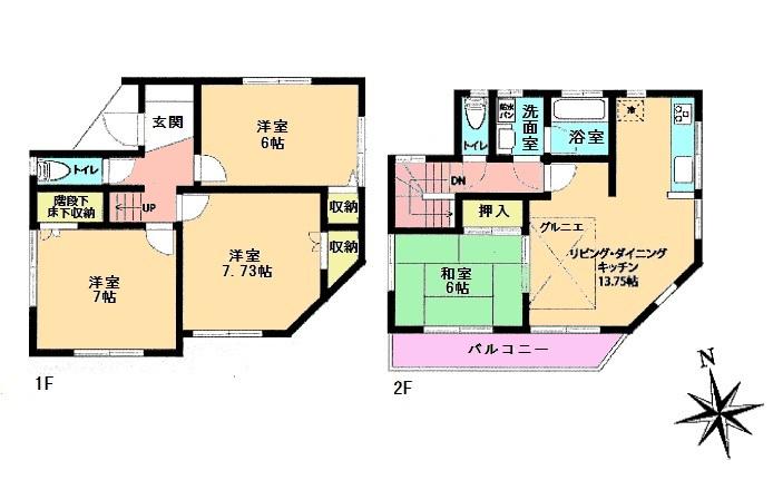 Floor plan. 23,980,000 yen, 4LDK, Land area 108.54 sq m , Building area 94.4 sq m