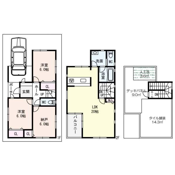 Floor plan. 37,300,000 yen, 3LDK, Land area 82.89 sq m , Building area 99.35 sq m