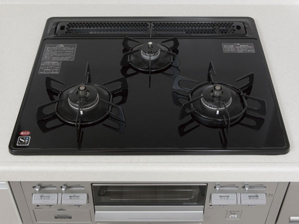 Kitchen.  [Glass top 3-burner stove] It has adopted the easy-to-use glass top 3 burner stove that combines the functionality and design. To clean, It is just a simple wipe quickly.