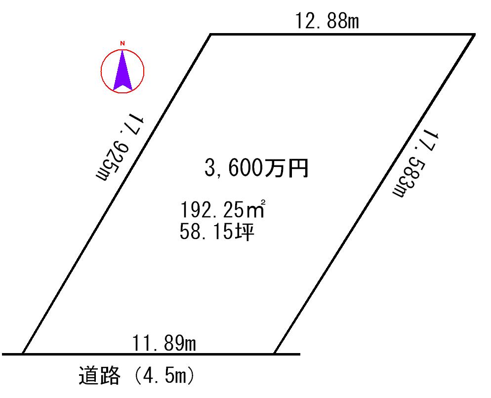 Compartment figure. Land price 36 million yen, Land area 190.25 sq m