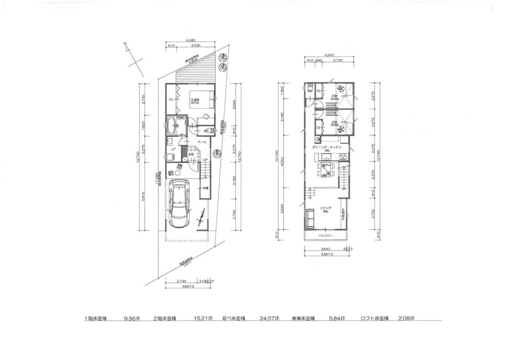 Building plan example (floor plan). 2-story plan
