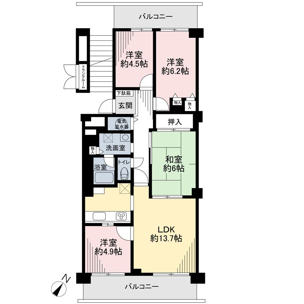 Floor plan. 4LDK, Price 21,800,000 yen, Occupied area 80.25 sq m , Balcony area 15.19 sq m
