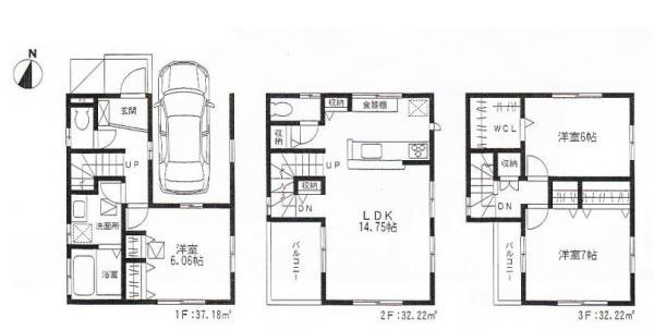 Floor plan. 28,950,000 yen, 3LDK, Land area 62.92 sq m , Building area 101.62 sq m
