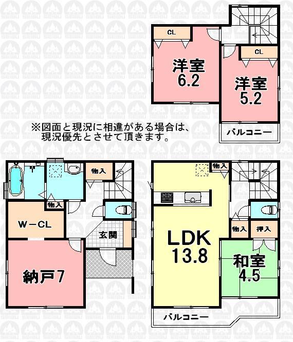 Floor plan. (A Building), Price 37,800,000 yen, 3LDK+S, Land area 109.07 sq m , Building area 102.25 sq m