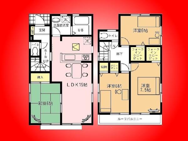 Floor plan. 38,800,000 yen, 4LDK, Land area 108.55 sq m , Building area 95.22 sq m