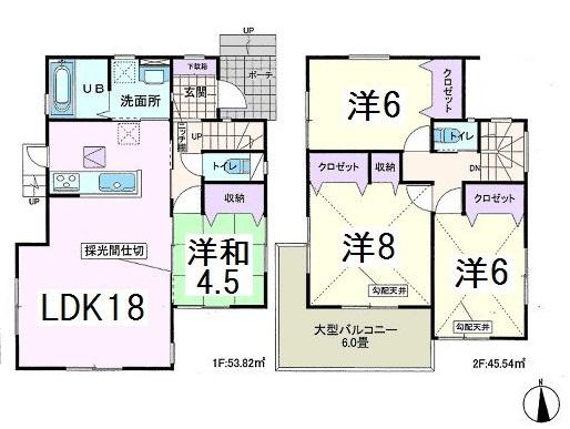 Floor plan. 36,800,000 yen, 4LDK, Land area 106.99 sq m , Building area 99.36 sq m