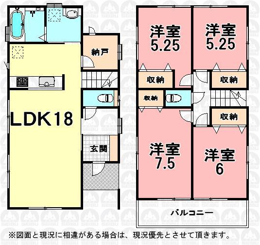 Floor plan. (3 Building), Price 33,900,000 yen, 4LDK+S, Land area 100.14 sq m , Building area 100.19 sq m