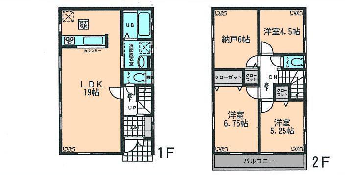 Floor plan. (4 Building), Price 37,800,000 yen, 4LDK, Land area 100.05 sq m , Building area 92.74 sq m