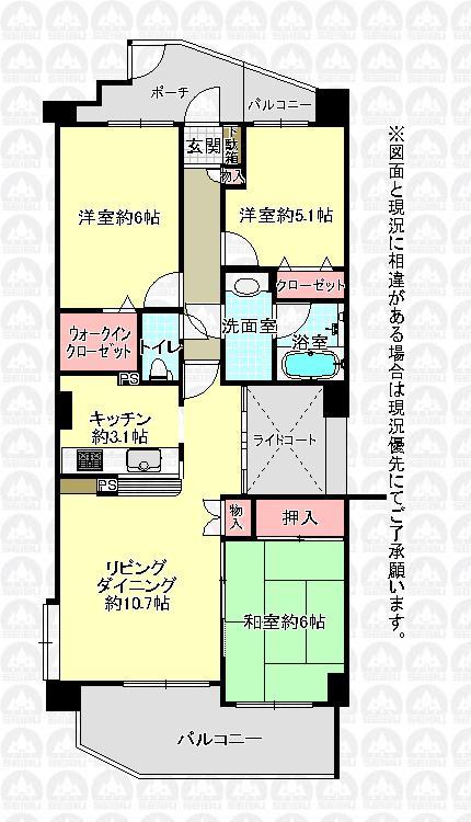 Floor plan. 3LDK, Price 24,800,000 yen, Footprint 67.7 sq m , Balcony area 11.52 sq m