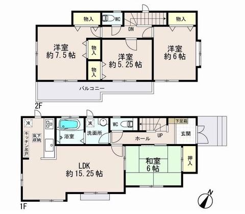 Floor plan. 33,800,000 yen, 4LDK, Land area 113.75 sq m , Building area 96.46 sq m 2 Building