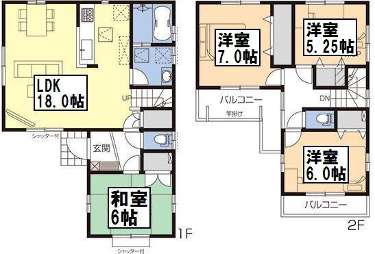 Floor plan. (Building 2), Price 31,800,000 yen, 4LDK, Land area 102.83 sq m , Building area 99.37 sq m