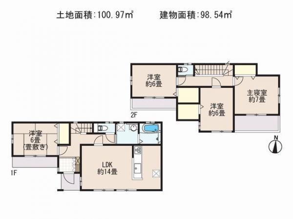 Floor plan. 27,400,000 yen, 4LDK, Land area 100.97 sq m , Priority to the present situation is if it is different from the building area 98.54 sq m drawings