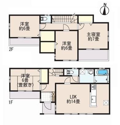 Floor plan. 27,400,000 yen, 4LDK, Land area 100.97 sq m , Building area 98.54 sq m