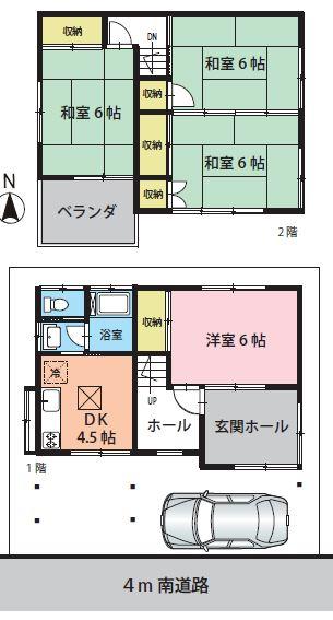 Floor plan. 11.9 million yen, 4DK, Land area 67.78 sq m , Building area 71.62 sq m floor plan
