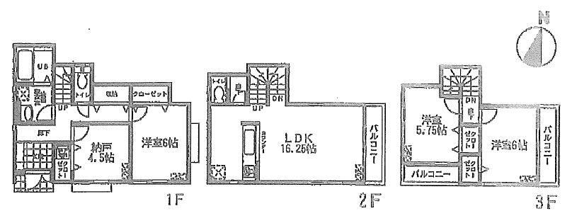Floor plan. 34,800,000 yen, 3LDK + S (storeroom), Land area 95.56 sq m , Building area 98.53 sq m