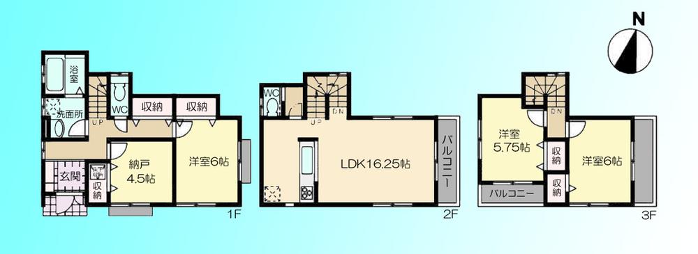 Floor plan. 34,800,000 yen, 3LDK + S (storeroom), Land area 95.56 sq m , Building area 98.53 sq m