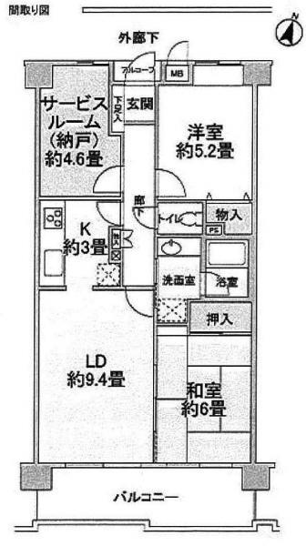 Floor plan. 2LDK+S, Price 19,800,000 yen, Occupied area 64.09 sq m , Balcony area 10.02 sq m