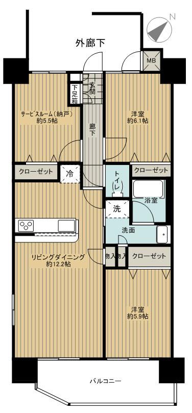 Floor plan. 2LDK + S (storeroom), Price 27,800,000 yen, Occupied area 70.59 sq m , Balcony area is 8.58 sq m easy-to-use floor plans ^^